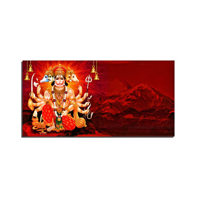 DecorGlance Rectangle painting panchmukhi hanuman ji Canvas Print Wall Painting