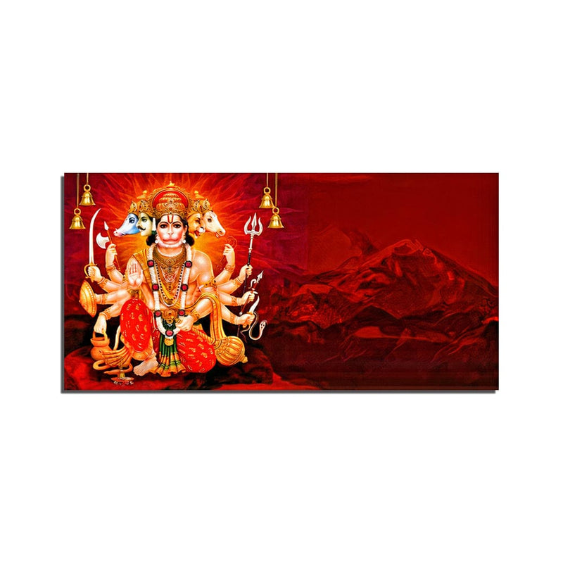 DecorGlance Rectangle painting panchmukhi hanuman ji Canvas Print Wall Painting