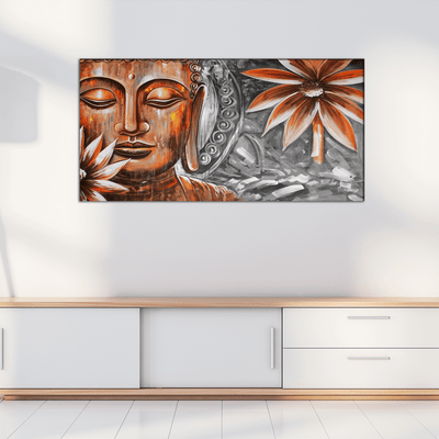 DecorGlance Rectangle painting Pencil Color Portrait Buddha Canvas Wall Painting