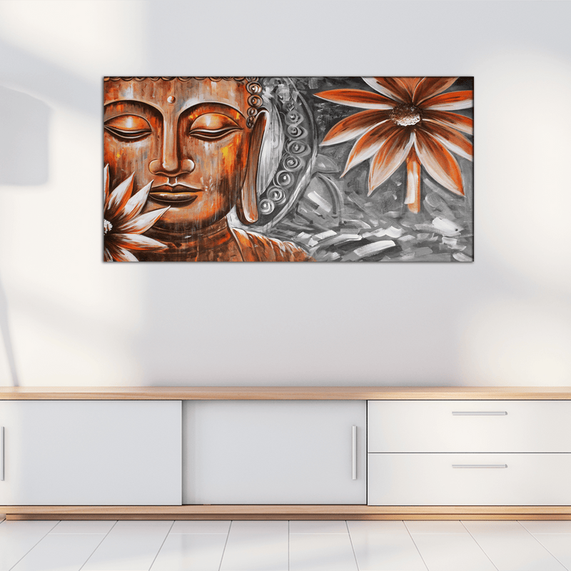 DecorGlance Rectangle painting Pencil Color Portrait Buddha Canvas Wall Painting