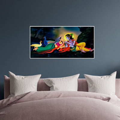 DecorGlance Rectangle painting Radha Krishna Modern Abstract Art Canvas Floating Frame Wall Painting