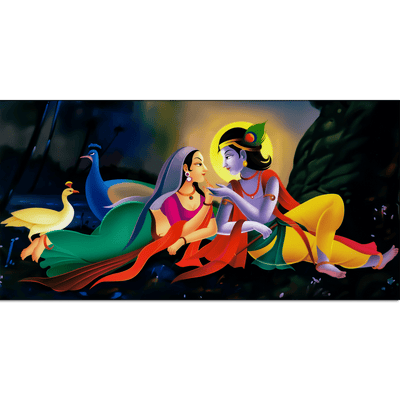 DecorGlance Rectangle painting Radha Krishna Modern Abstract Art Canvas Wall Painting