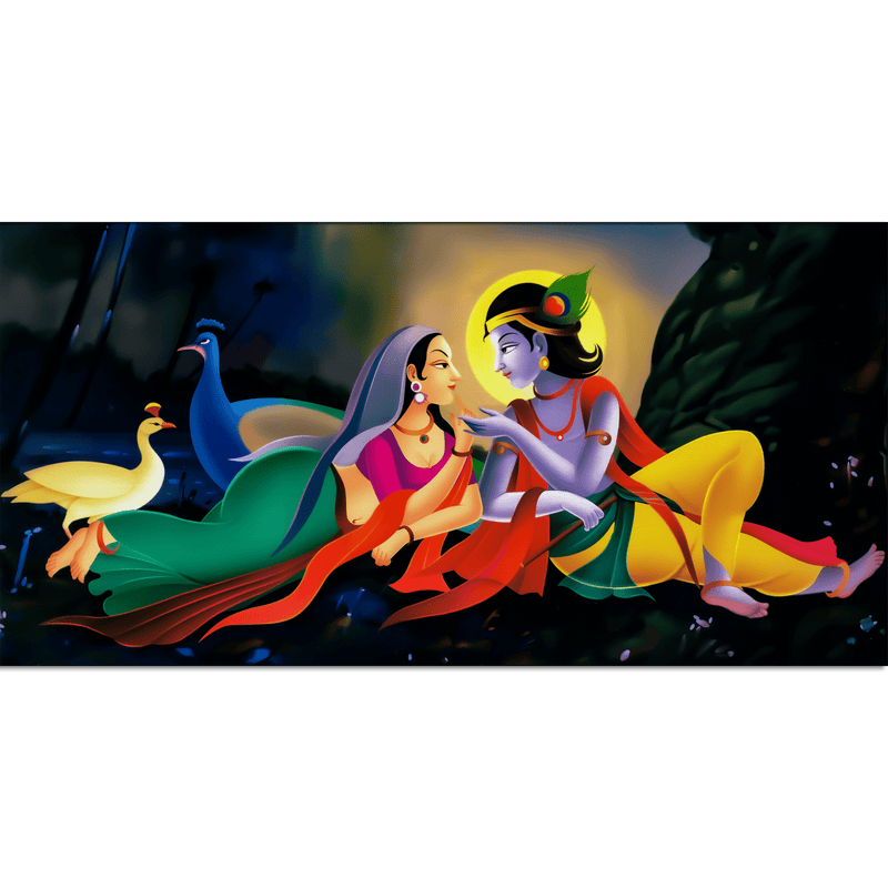 DecorGlance Rectangle painting Radha Krishna Modern Abstract Art Canvas Wall Painting