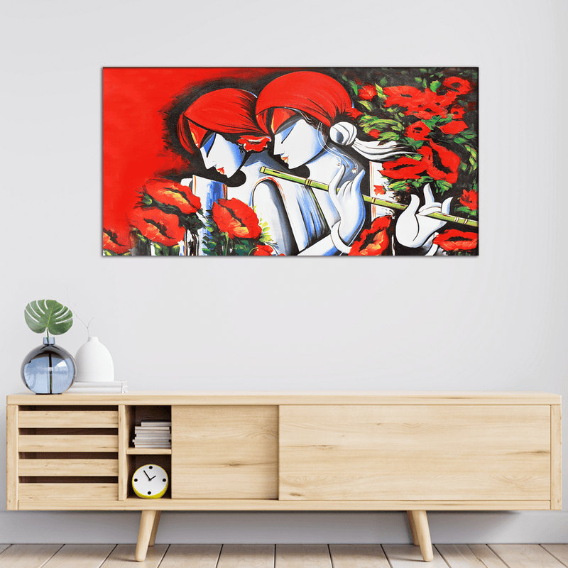 DecorGlance Rectangle painting Radha Krishna Modern Abstract Art Canvas Wall Painting