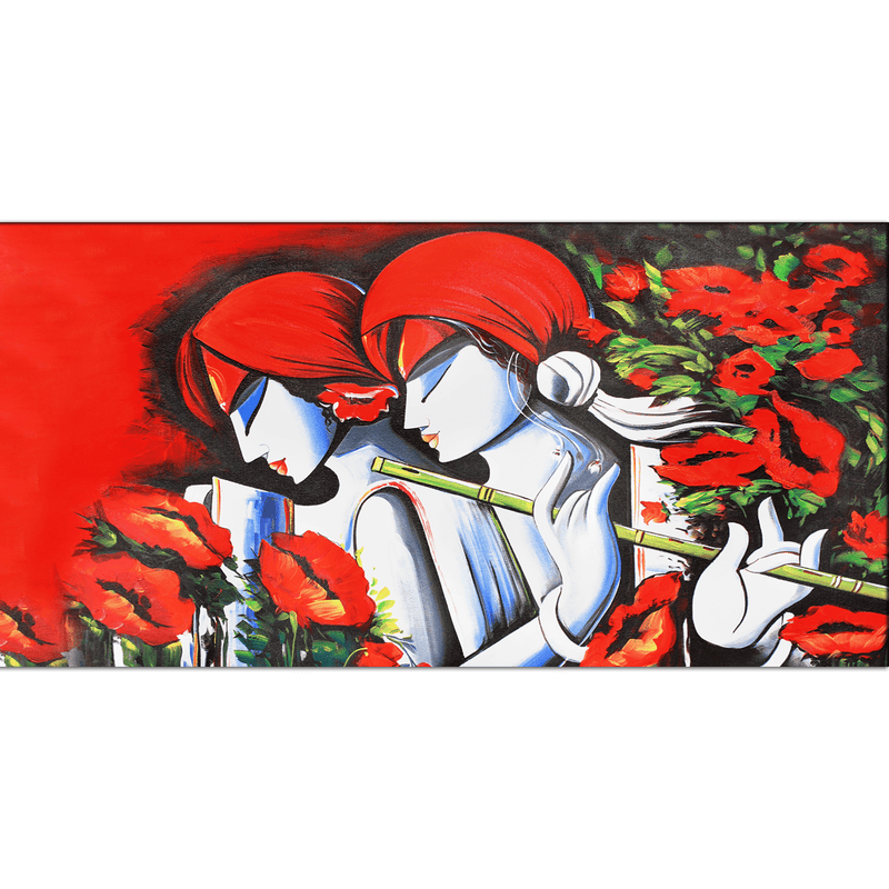 DecorGlance Rectangle painting Radha Krishna Modern Abstract Art Canvas Wall Painting