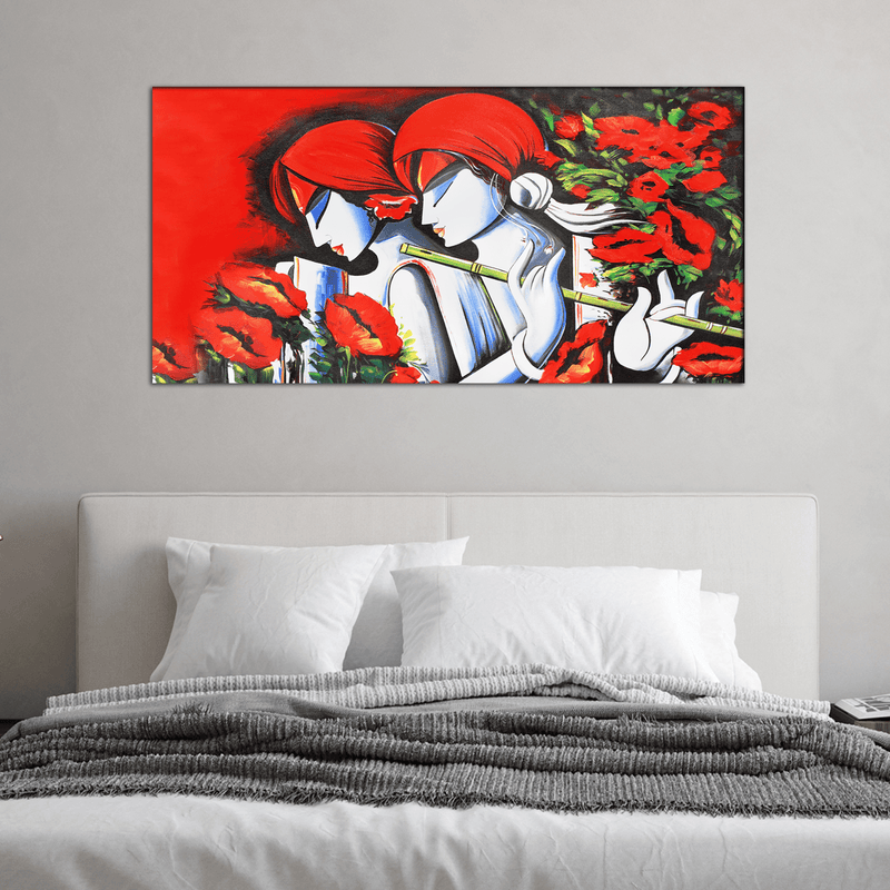 DecorGlance Rectangle painting Radha Krishna Modern Abstract Art Canvas Wall Painting