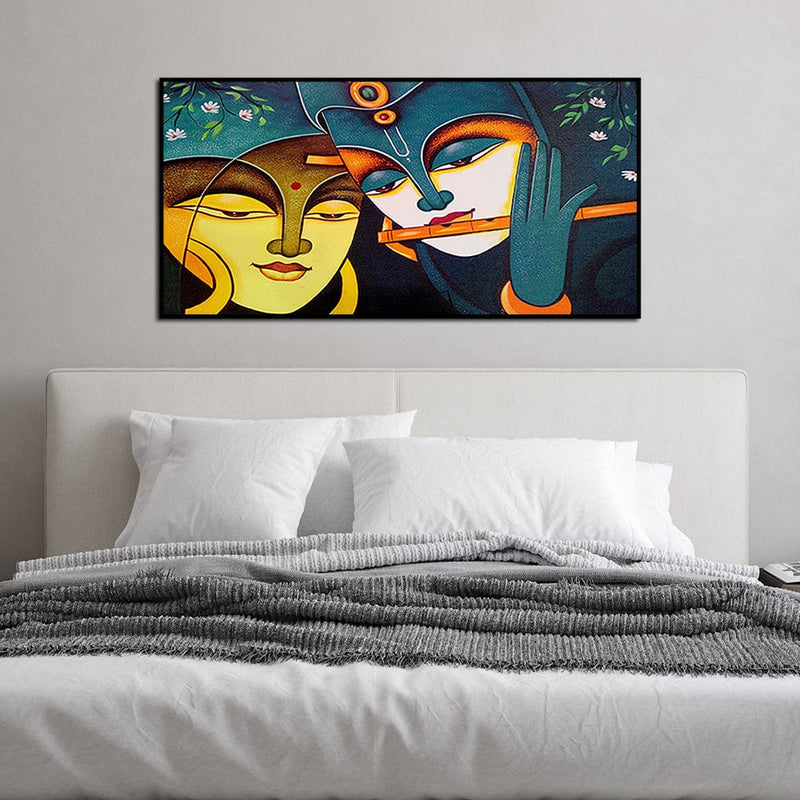 DecorGlance Rectangle painting Radha Krishna Modern Art Canvas Floating Frame Wall Painting