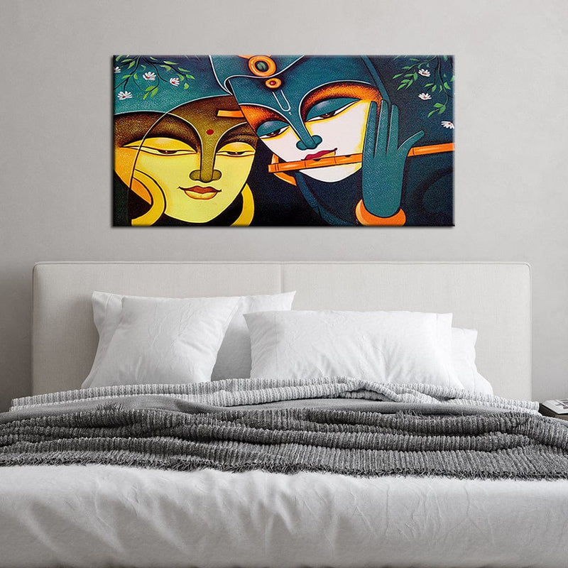 DecorGlance Rectangle painting Radha Krishna Modern Art Canvas Wall Painting