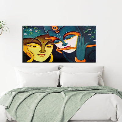 DecorGlance Rectangle painting Radha Krishna Modern Art Canvas Wall Painting