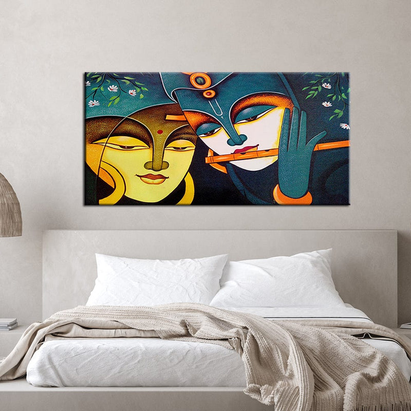 DecorGlance Rectangle painting Radha Krishna Modern Art Canvas Wall Painting