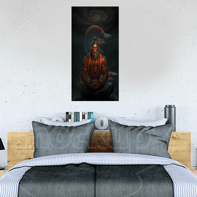 DecorGlance Rectangle painting Ritwikas Abstract Hanuman Canvas Wall Painting