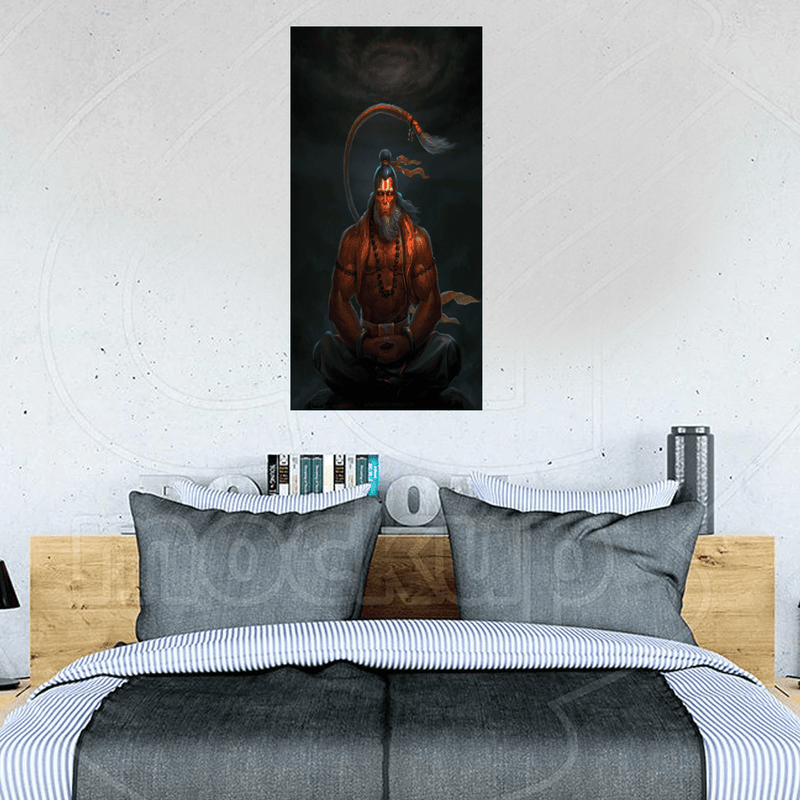 DecorGlance Rectangle painting Ritwikas Abstract Hanuman Canvas Wall Painting