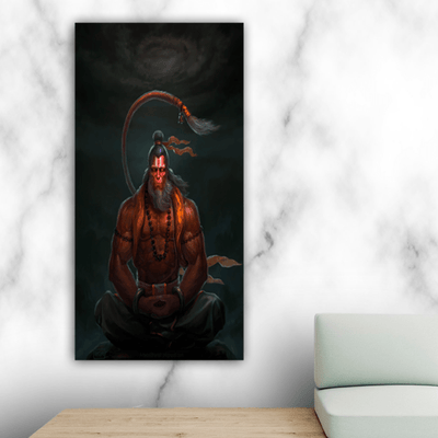 DecorGlance Rectangle painting Ritwikas Abstract Hanuman Canvas Wall Painting