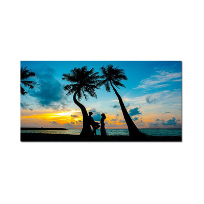 DecorGlance Rectangle painting Romantic Couple In Beach Canvas Wall Painting