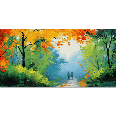 DecorGlance Rectangle painting Romantic Couple in Forest Canvas Wall Painting