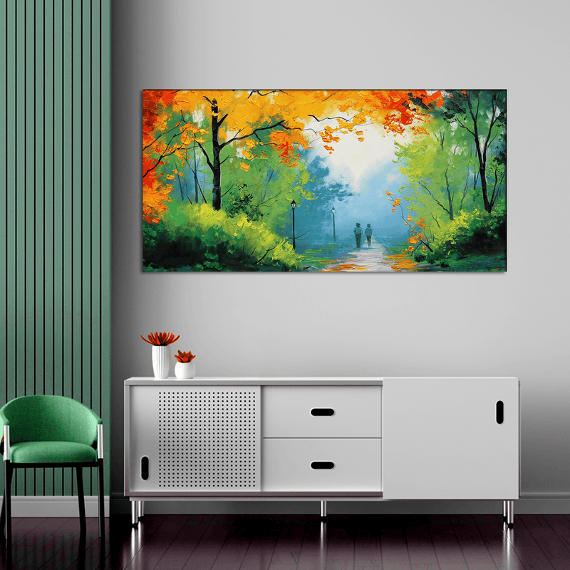DecorGlance Rectangle painting Romantic Couple in Forest Canvas Wall Painting
