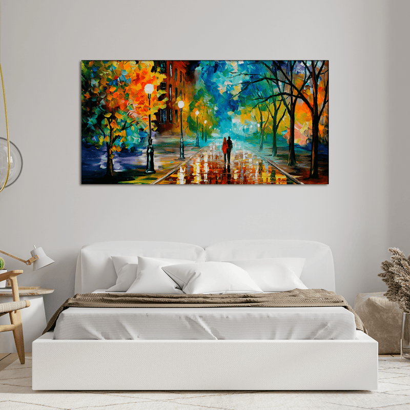 DecorGlance Rectangle painting Romantic Love Couple in Forest Canvas Wall Painting