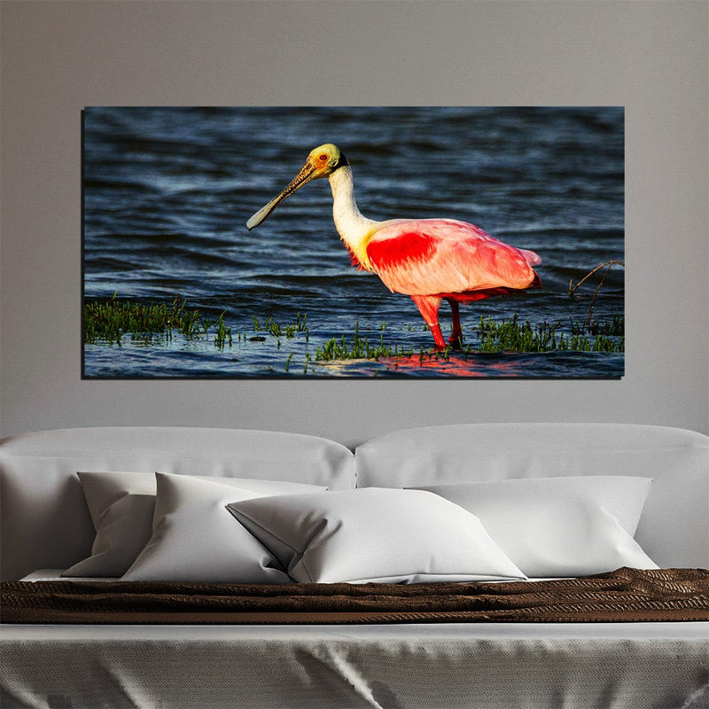 DecorGlance Rectangle painting Roseate Spoonbill Bird Canvas Wall Painting