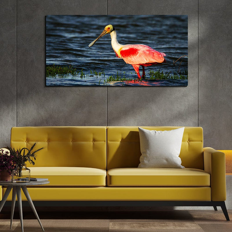 DecorGlance Rectangle painting Roseate Spoonbill Bird Canvas Wall Painting