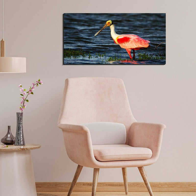 DecorGlance Rectangle painting Roseate Spoonbill Bird Canvas Wall Painting