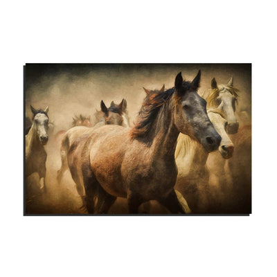DecorGlance Rectangle painting Running Horses Print On Canvas Wall Painting