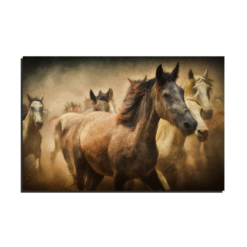 DecorGlance Rectangle painting Running Horses Print On Canvas Wall Painting