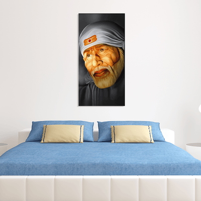 DECORGLANCE Rectangle painting Sai Baba Canvas Wall Painting