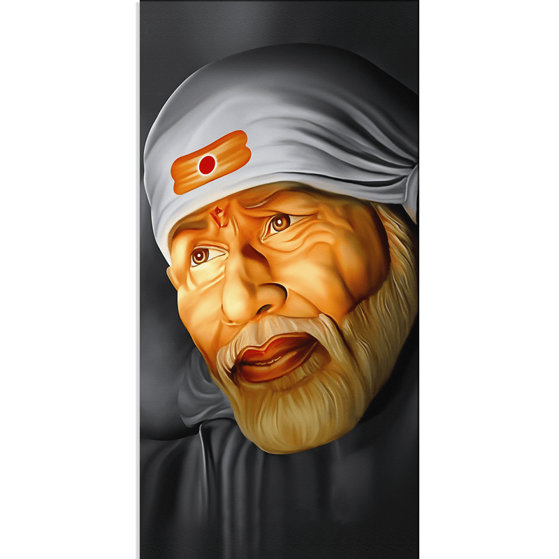 DECORGLANCE Rectangle painting Sai Baba Canvas Wall Painting