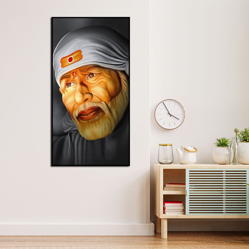 DecorGlance Rectangle painting Sai Baba Floating Canvas Wall Painting