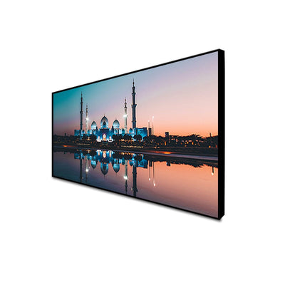 DecorGlance Rectangle painting Canvas Floating Frame Wall Painting / (48x24) Inch / (121x60) Cm Sheikh Zayed Grand Mosque Canvas Floating Frame Wall Painting
