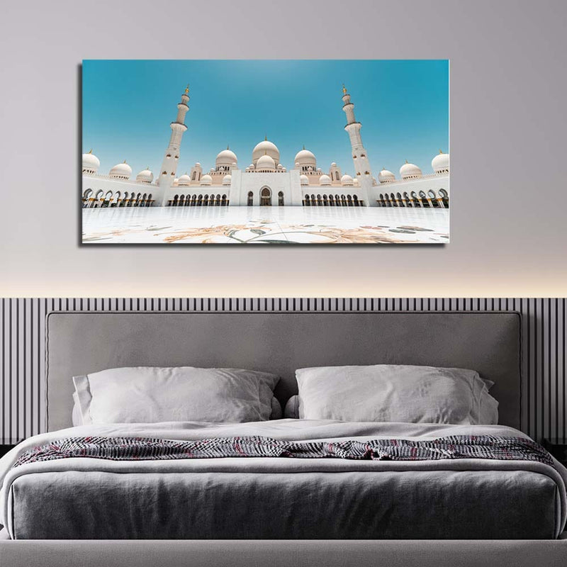 DecorGlance Rectangle painting Sheikh Zayed Grand Mosque Canvas Wall Painting