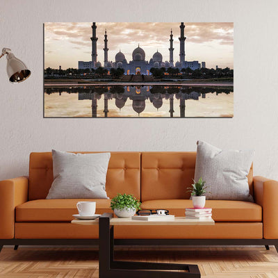 DecorGlance Rectangle painting Sheikh Zayed Mosque Canvas Wall Painting
