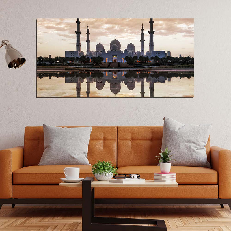 DecorGlance Rectangle painting Sheikh Zayed Mosque Canvas Wall Painting