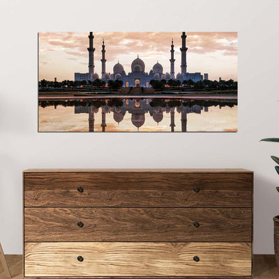 DecorGlance Rectangle painting Sheikh Zayed Mosque Canvas Wall Painting