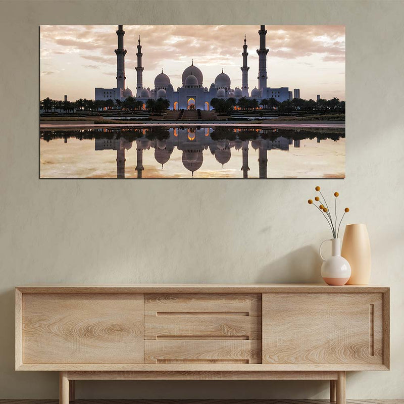 DecorGlance Rectangle painting Sheikh Zayed Mosque Canvas Wall Painting