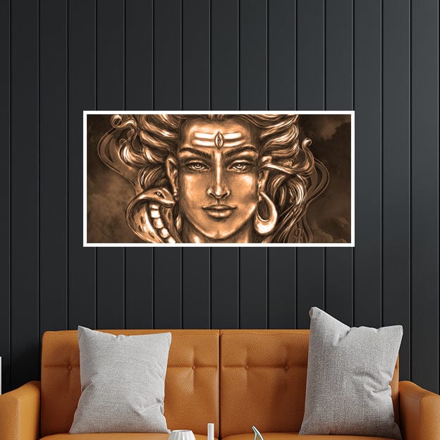 DecorGlance Rectangle painting Shiva Digital Canvas Floating Frame Wall Painting