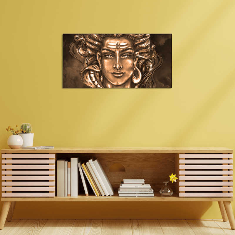 DecorGlance Rectangle painting Shiva Digital painting Canvas Wall Painting