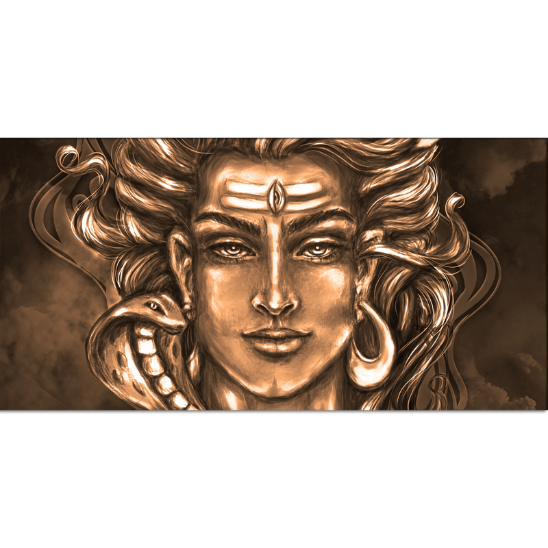 DecorGlance Rectangle painting Shiva Digital painting Canvas Wall Painting