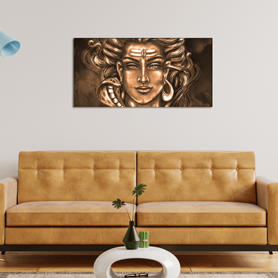 DecorGlance Rectangle painting Shiva Digital painting Canvas Wall Painting