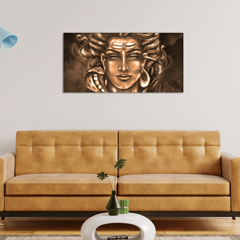 DecorGlance Rectangle painting Shiva Digital painting Canvas Wall Painting