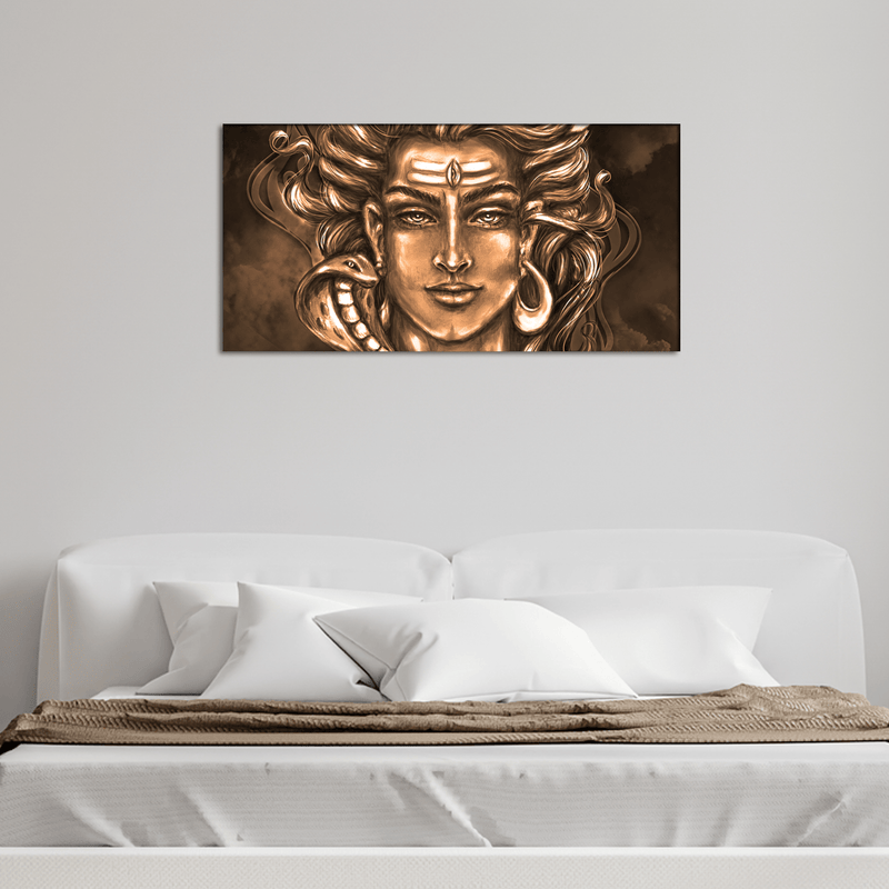 DecorGlance Rectangle painting Shiva Digital painting Canvas Wall Painting
