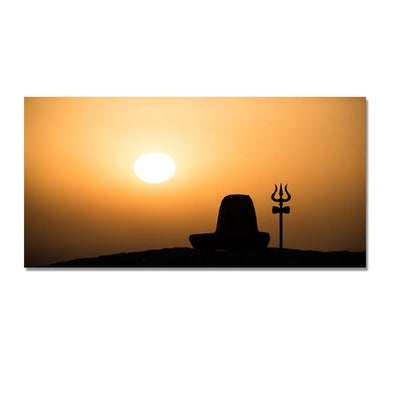 DecorGlance Rectangle painting Shiva Linga With Trishul Silhouette Canvas Wall Painting