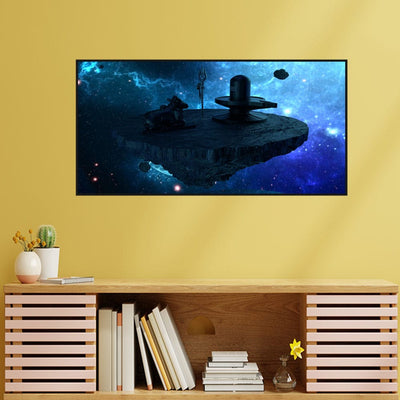 DecorGlance Rectangle painting Shiva Lingam Animation Canvas Floating Frame Wall Painting