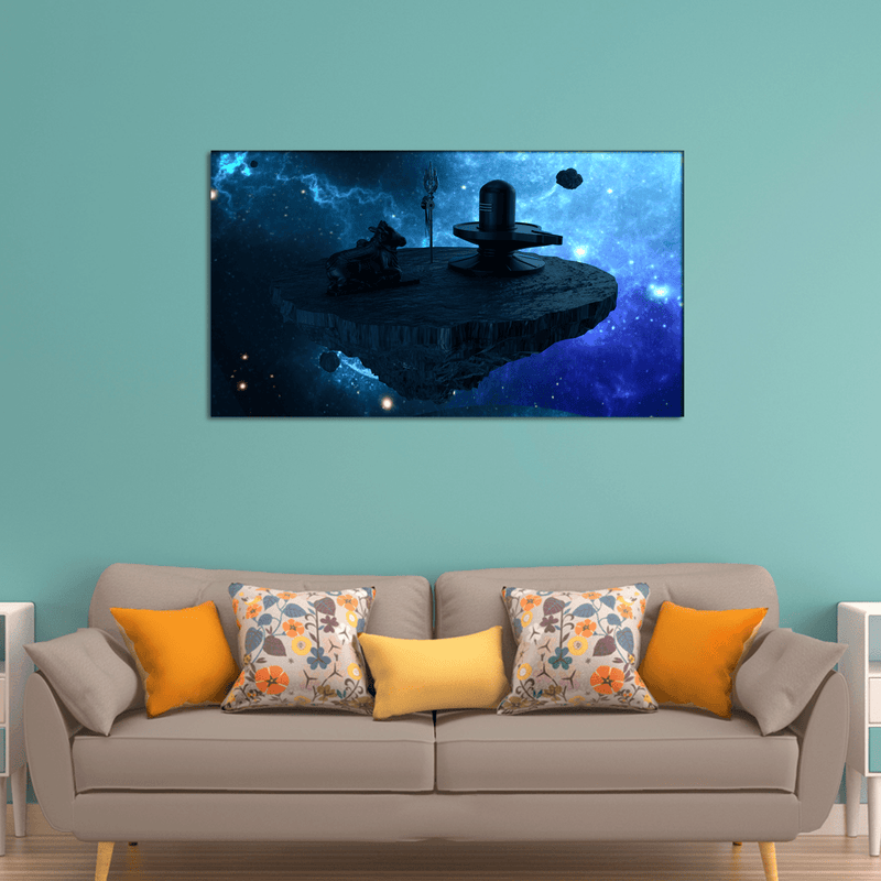 DecorGlance Rectangle painting Shiva Lingam Animation Canvas Wall Painting