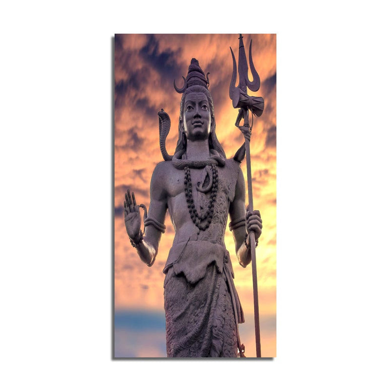 DecorGlance Rectangle painting Shiva Statue Print On Canvas Wall Painting