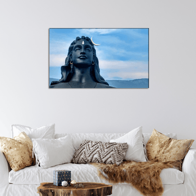 DecorGlance Rectangle painting Shiva Temple Canvas Wall Painting