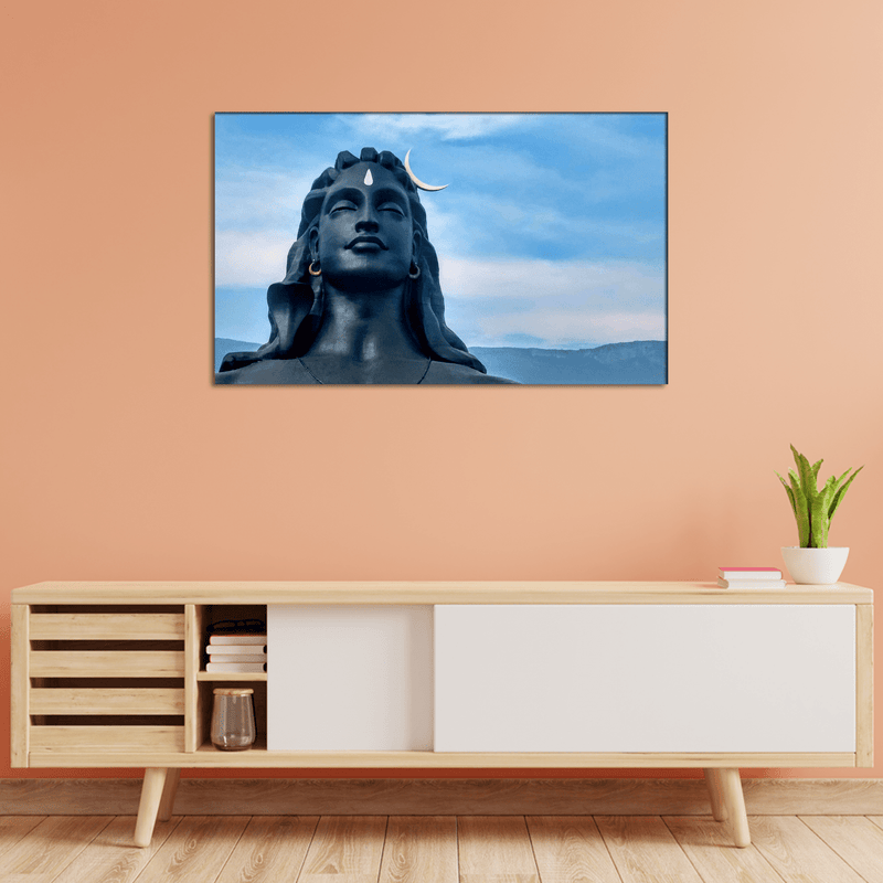 DecorGlance Rectangle painting Shiva Temple Canvas Wall Painting