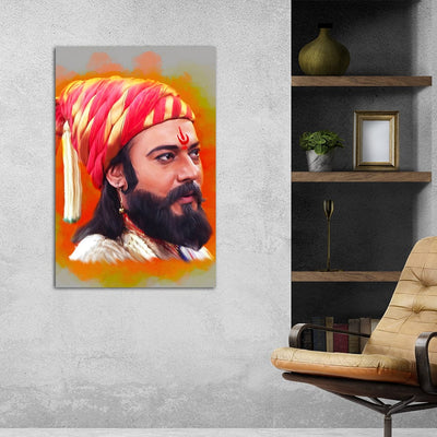 DecorGlance Rectangle painting Shivaji Maharaj Canvas Wall Painting