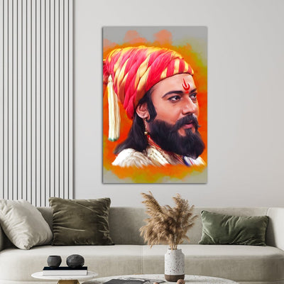 DecorGlance Rectangle painting Shivaji Maharaj Canvas Wall Painting