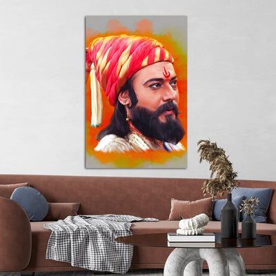 DecorGlance Rectangle painting Shivaji Maharaj Canvas Wall Painting